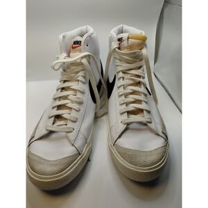 Nike Blazer Mid White Black Men's High Top Leather Athletic Sneakers BQ6806-100